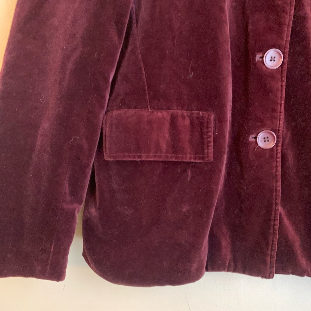 Vtg GAP Velvet Blazer Button Jacket  Burgundy Office FairyFormal  Castlecore - Picture 2 of 8